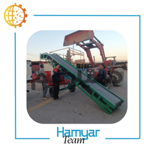 نوارنقاله بارگیری فله ۷ متری تسمه اجدار Chevron Belt عرض ۴۰-۱۰۰ سانتی‌متر کانوایر فله شن ماسه مصالح معدن سیمان زاویه دید بالا به پایین.