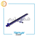 Conveyor نوارنقاله بارگیری فله ۴ متری با Chevron Belt، ساخت ماشین‌سازی همیار؛ شاسی پروفیل، شیب ۳۰ درجه، انتقال شن و ماسه در کارگاه.