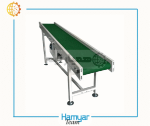 نوارنقاله استیل ۴ متری عرض ۲۵ سانت با تسمه PVC و موتورگیربکس صنعتی