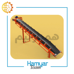 نوارنقاله بارگیری فله ۶ متری اجدار، مناسب معدن، مصالح، شن و ماسه، با موتورگیربکس شافت مستقیم، عرض سفارشی ۴۰–۱۰۰ سانت، نمای جانبی کامل.