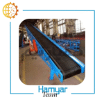 دیاگرام شماتیک نوارنقاله بارگیری فله ۸ متری با عرض ۸۰ سانتی‌متری، تسمه اجدار Chevron Belt برای کانوایر فله مصالح معدن، زاویه دید فنی از طرح ساده.