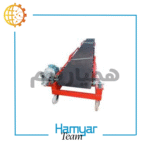 خروجی عملیاتی نوارنقاله بارگیری فله ۸ متری با عرض ۶۰ سانتی‌متری، تسمه اجدار Chevron Belt برای نوارنقاله فله مصالح، زاویه دید دینامیک از بارگیری در حال کار.