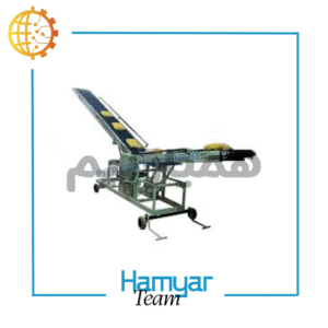 کانوایر بارگیری بسته ۵ متری با تسمه PVC، عرض قابل تنظیم، موتور موتوژن و چرخ‌های مستحکم صنعتی.