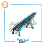 نوارنقاله بارگیری بسته ۷ متری با تسمه PVC گریپ، شاسی آهن سنگین، موتور موتوژن، زاویه دید سه‌چهارم.