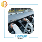 نوارنقاله فله ۶ متری با Chevron Belt، مناسب بارگیری کامیون، عرض سفارشی ۴۰–۱۰۰ سانت، زاویه‌دار و چرخ‌دار، نمای بالا برای نمایش مسیر حرکت تسمه.