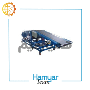 نوارنقاله بستهبر ۸ متری با شاسی پروفیل، تسمه PVC، موتور موتوژن، گیربکس کتابی، عرض ۴۰–۱۰۰ سانت.