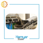 Conveyor barبارگیری فله سیمان مصالح ساختمانی 7m x 80cm, Chevron Belt, Steel Frame, Motogen, Spiral Gearbox, Angle 15°, Side View