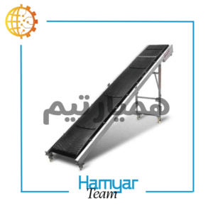 نوارنقاله بارگیری بسته ۷ متری با تسمه PVC ضدلغزش، عرض ۴۰–۱۰۰ سانت، موتور موتوژن، نمای محیط کارگاه.