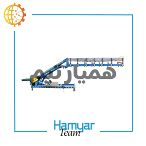 نوارنقاله ۱۰ متری بسته، تسمه PU مقاوم، زاویه دید ۴۵ درجه، شاسی فلزی، موتور موتوژن، گیربکس حلزونی، چرخ‌دار، مناسب حمل بسته‌ها و کیسه‌ها