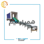 نوارنقاله بسته ۱۲ متر، تسمه PVC/PU، شاسی فلزی، موتور حلزونی سهند، زاویه روبه‌رو و نیم‌رخ، مناسب کیسه و پک