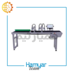 تصویر نزدیک نوارنقاله جت پرینتر آهنی همیارتیم، طول ۰.۵ تا ۱۵ متر، عرض ۵ تا ۱۰۰ سانت قابل‌سفارشی‌سازی، تسمه PVC و PU مدولار، موتورگیربکس صنعتی، سرعت متغیر و ثابت، نمایش دقیق رول تسمه، قاب آهنی مقاوم، مناسب خطوط چاپ تاریخ رومیزی و ایستاده، سازگار با چاپگرهای معتبر، اشاره غیرمستقیم به بازارهای آنلاین.