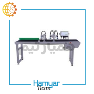 تصویر نزدیک نوارنقاله جت پرینتر آهنی همیارتیم، طول ۰.۵ تا ۱۵ متر، عرض ۵ تا ۱۰۰ سانت قابلسفارشیسازی، تسمه PVC و PU مدولار، موتورگیربکس صنعتی، سرعت متغیر و ثابت، نمایش دقیق رول تسمه، قاب آهنی مقاوم، مناسب خطوط چاپ تاریخ رومیزی و ایستاده، سازگار با چاپگرهای معتبر، اشاره غیرمستقیم به بازارهای آنلاین.