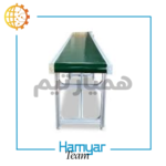 نوارنقاله جت پرینتر آهنی سفارشی همیارتیم، طول ۰.۵ تا ۱۵ متر، عرض ۵ تا ۱۰۰ سانت، تسمه PVC و PU مدولار/ماژولار، موتورگیربکس صنعتی سرعت ثابت یا متغیر، مناسب خطوط چاپ تاریخ رومیزی و ایستاده، سازگار با چاپگرهای معتبر بازار، برند ماشین‌سازی همیار، جزئیات واقعی تصویر، اشاره غیرمستقیم به بازار آنلاین تجهیزات صنعتی.