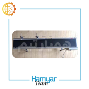 تصویر نوارنقاله جت پرینتر استیل ۲ متری با تسمه PU مدولار، طول ۲ متر، عرض قابل سفارشیسازی ۸.۵ تا ۶۰ سانت، مجهز به موتورگیربکس صنعتی سرعت ثابت، رومیزی یا ایستاده، سازگار با چاپگرهای معتبر بازار، برند همیارتیم، مناسب B2B و کارگاههای کوچک، قابل مشاهده در بازارهای آنلاین تجهیزات صنعتی، نمایی واضح از استیل صیقلی، پایههای مقاوم و تسمه مدولار دقیق.