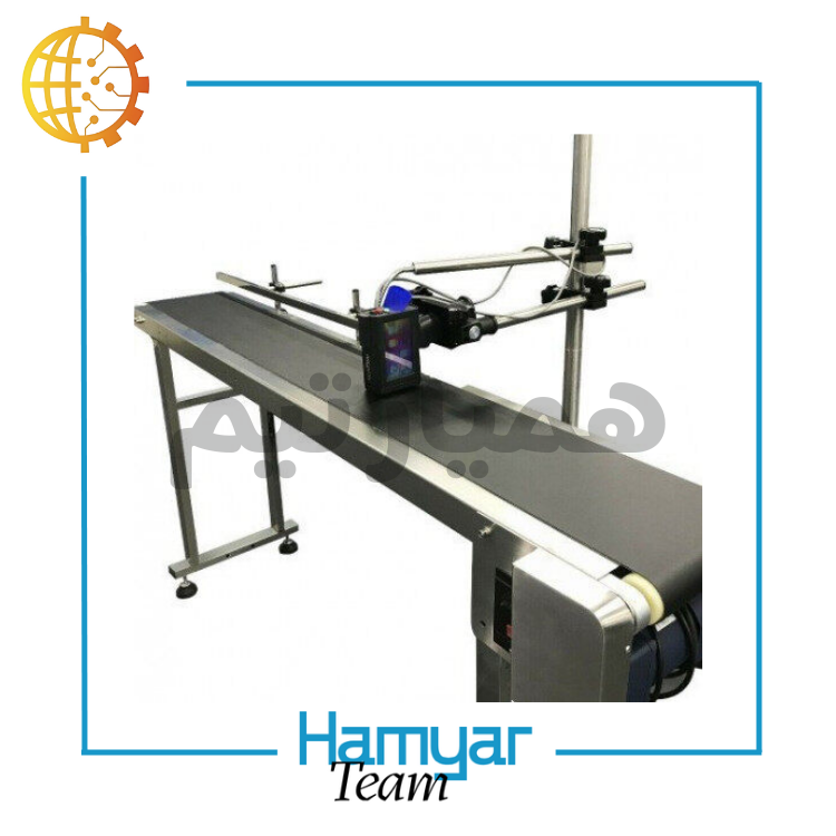 تصویر نوارنقاله جت پرینتر استیل سفارشی ماشین‌سازی همیار با طول 0.5 تا 15 متر و عرض قابل‌سفارشی‌سازی 5 تا 100 سانت، مجهز به تسمه PU و PVC و مدولار/ماژولار، موتورگیربکس صنعتی با سرعت ثابت یا متغیر، مناسب خطوط چاپ تاریخ و سازگار با چاپگرهای معتبر بازار مانند آریَن‌بهرنگ، کداجت و سن‌مارکتینگ، ارائه شده توسط همیارتیم، مناسب استفاده B2B و مشتریان کوچک، با قابلیت رومیزی یا ایستاده و سازگاری با پلتفرم‌های آنلاین تجهیزات صنعتی مانند ترب و دیوار.