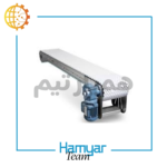 تصویر نوارنقاله جت پرینتر آهنی رومیزی ۲ متری با تسمه مدولار، مناسب نوار نقاله چاپ تاریخ، دارای موتورگیربکس صنعتی، قابلیت تنظیم سرعت، عرض قابل‌سفارشی‌سازی، تولید همیارتیم، سازگار با جت پرینترهای رایج بازار ایران و نمونه‌های خارجی.