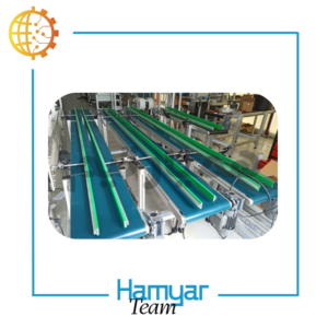 نوارنقاله جت پرینتر آهنی رومیزی با تسمه PVC یا PU، موتورگیربکس صنعتی، سرعت ثابت یا اینورتردار، عرض سفارشی ۸.۵ تا ۶۰ سانت، تولید ماشینسازی همیار.