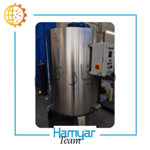 میکسر استیل صنعتی تک‌جداره ۱۰ تن با موتور گیربکسی و همزن قابل تنظیم، شاسی فولادی، سیستم تخلیه دستی، مناسب صنایع شیمیایی و غذایی، ظاهر واقعی، برند ماشین‌سازی همیار، همیارتیم، امکان سفارش‌سازی کامل.