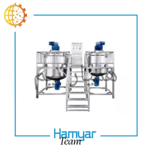 میکسر استیل 600 لیتری صنعتی، بدنه از استیل 316 ضدخوردگی، همزن گیربکسی با سرعت متغیر، موتورگیربکس صنعتی، تخلیه پنوماتیک، شاسی فولادی، طراحی مهندسی برای مواد شوینده، ظاهر صنعتی واقعی، برند ماشینسازی همیار و همیارتیم، قابلیت سفارشیسازی ظرفیت و متریال، مناسب کارگاههای کوچک و B2B.