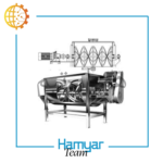 Double-jacket thermal ribbon blender, 1000L capacity, stainless steel 316, gearbox ribbon agitator, pneumatic discharge, suitable for food, chemical, and pharmaceutical industries, HamyarTeam Machinery, fully customizable.