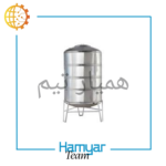 مخزن استیل تک‌جداره ۵ تن با ورق 304، شاسی فولادی، همزن گیربکسی صنعتی، تخلیه پنوماتیک، مناسب میکس مواد شیمیایی و غذایی، ساخت سفارشی توسط ماشین‌سازی همیار و همیارتیم، ایده‌آل برای B2B و کارگاه‌های کوچک.